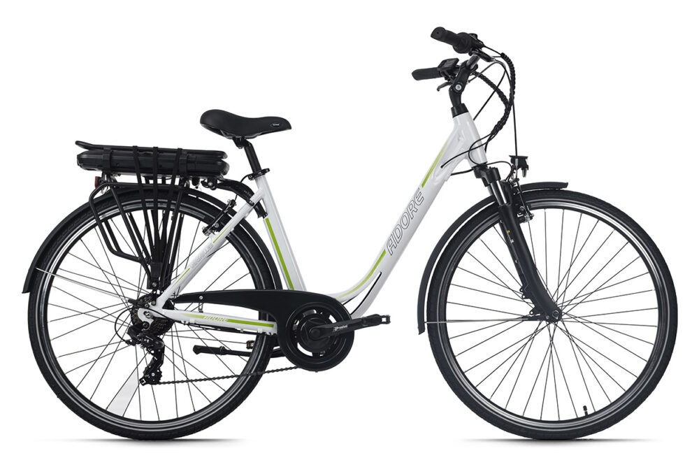 Vélo électrique femme aluminium Adore Versailles 28'' E-Bike blanc-vert 36 V/10,4 Ah Li-Ion-Akku 7 vitesses
