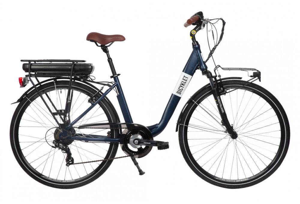 Bicyklet Claude Shimano Tourney 7V 500 Wh 700 mm Bleu Nuit Mat Marron
