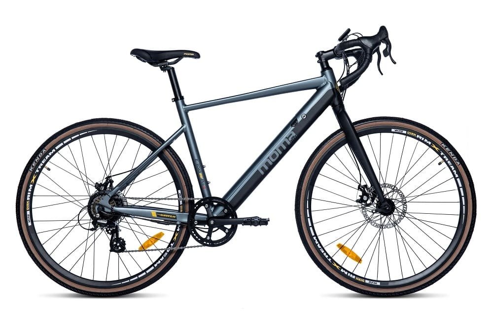 Moma Bikes E-GRAVEL 28PRO Equipped Full Shimano 8 vitesses Freins à disques TEKTRO Bat. Ion Lithium intégrée et amovible de 36V 10Ah