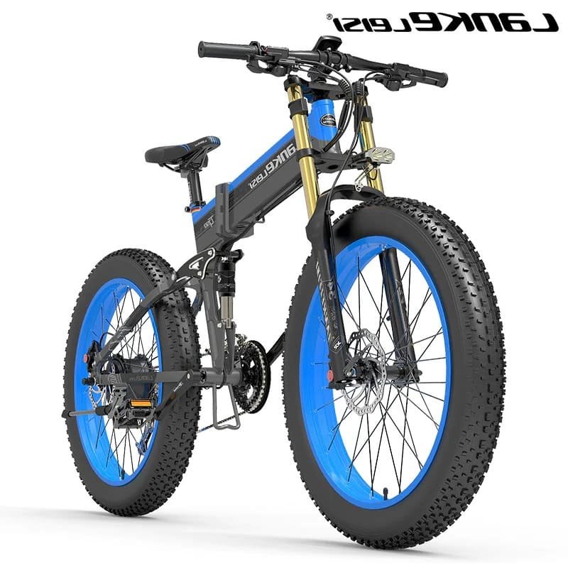 VTT électrique Pliable Lankeleisi XT750 Plus 1000W 26" Fat Bike 17.5Ah Jaune – Image 8