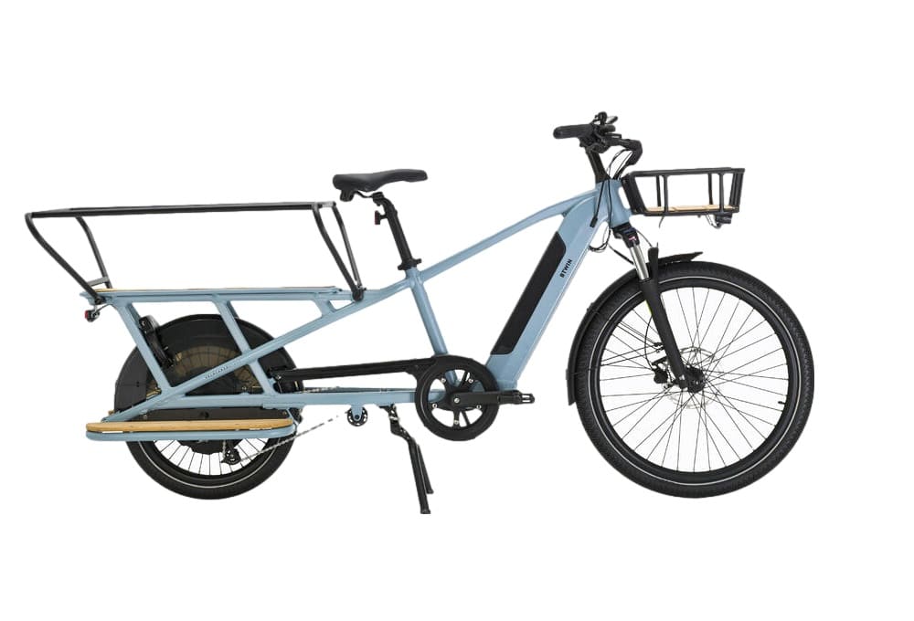 Vélo Cargo Longtail Électrique Btwin Elops R500E Microshift 8V 26/20" 672 Wh Bleu 2022