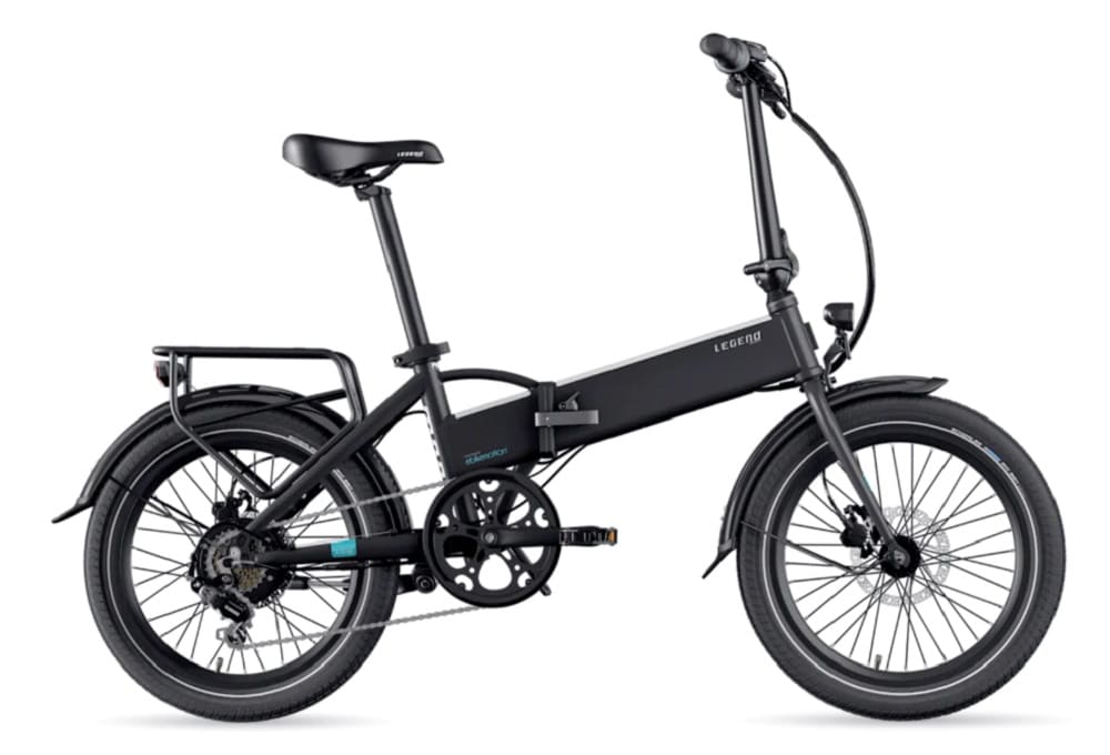 Vélo Electrique Pliant Legend Monza Smart eBike Roues de 20 Pouces Freins Disque Hydraulique Batterie 36V 14Ah Panasonic (504Wh) Noir
