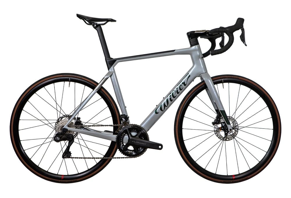 Vélo de Route Électrique Wilier Triestina Filante Hybrid Shimano Ultegra Di2 12V 236 Wh 700 mm Argent Vert 2023