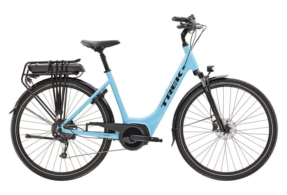 Vélo de Ville Électrique Trek Verve+ 2 Lowstep Bosch 300Wh Shimano Altus 9V Azure 2023