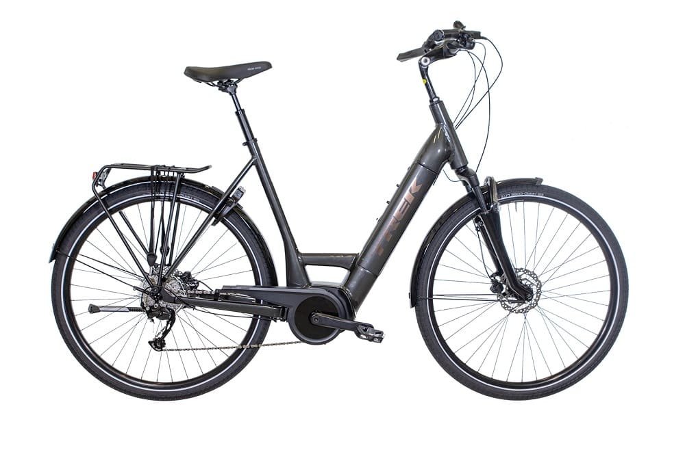 Vélo de Ville Électrique Trek Verve+ 4 Lowstep Shimano Alivio 9V 500 Wh Gris Lithium 2023 XL