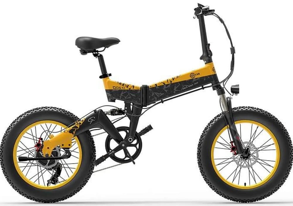 VTT électrique adulte pliant 48V 15Ah Bezior XF200 20 pouces Shimano 7 vitesses-Noir Jaune