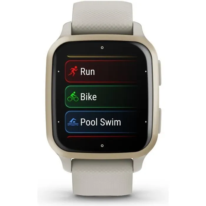 Montre connectée GARMIN Venu Sq 2 Music Edition Cream Gold avec bracelet lin