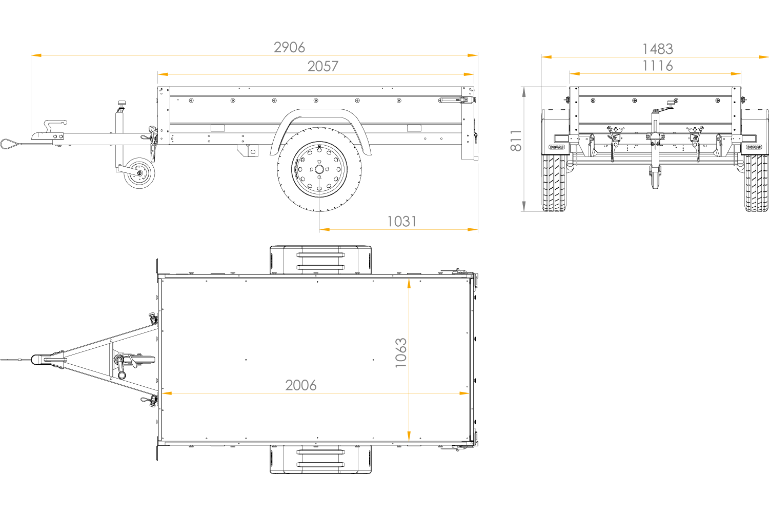 Remorque de jardin 200 Kipp avec roue jockey, châssis H-0 et bâche bleue – Image 2