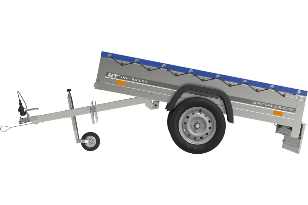 Remorque Garden Trailer 200 Kipp avec roue jockey et bâche plate bleue