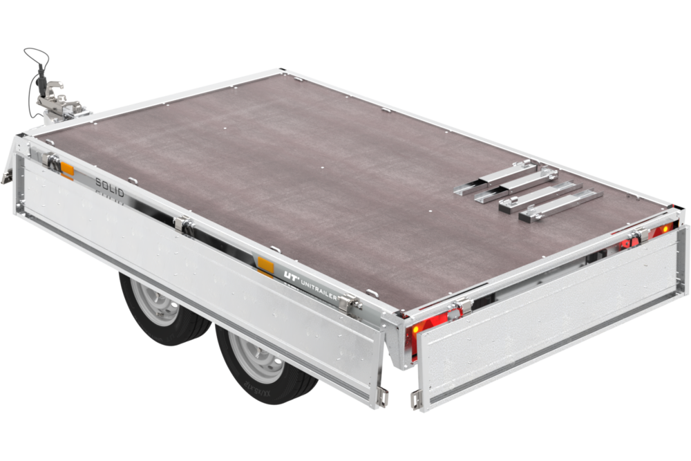 remorque deux essieux 254×151 avec roues unitrailer solid 250/2 dmc 750 kg