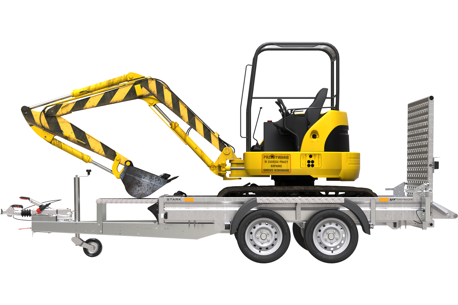Remorque de chantier pour le transport d’une mini pelle – UNITRAILER STARK 3 260 – Image 3