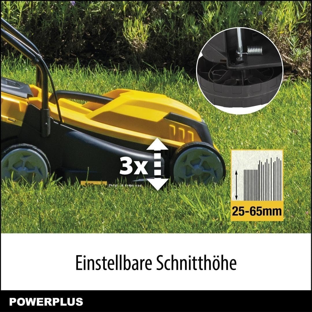 Tondeuse à gazon électrique Powerplus - POWEG62203 - 1000 W - 320 mm Ø - Avec ramassage et éjection arrière – Image 3