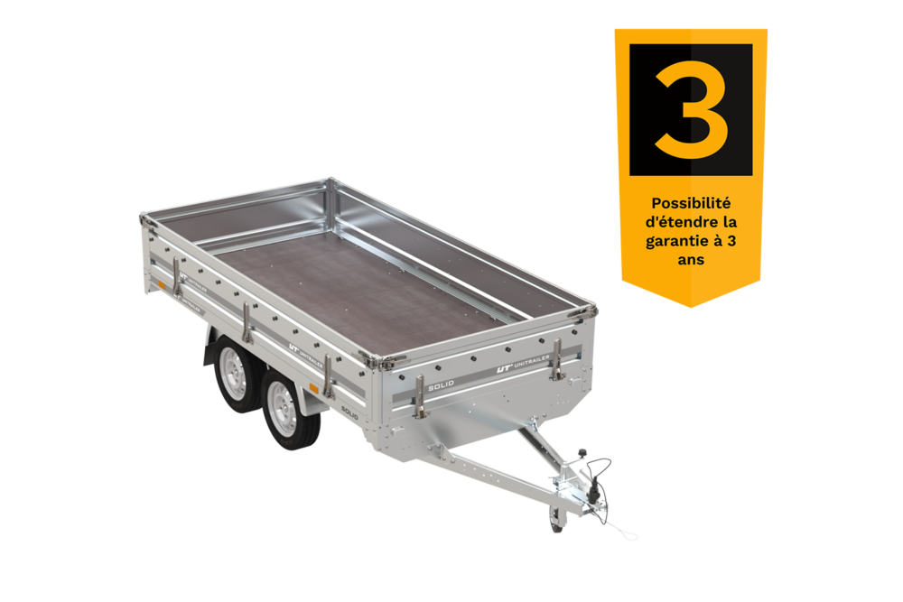 Remorque 2 essieux 304×153 UNITRAILER SOLID 300/2 PTAC 750 kg